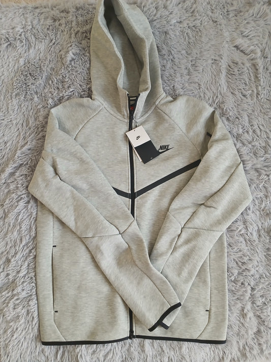 Nike Tech Fleece Men's Full-Zip Hoodie -Heather Grey/Black